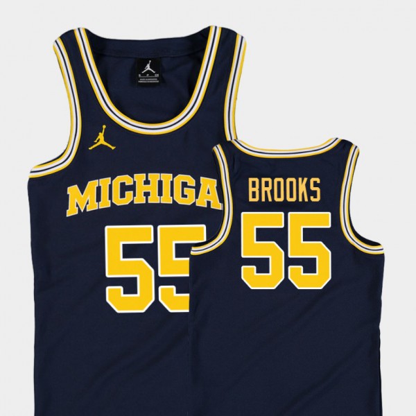 University of Michigan #55 For Kids Eli Brooks Jersey Navy NCAA Replica College Basketball Jordan